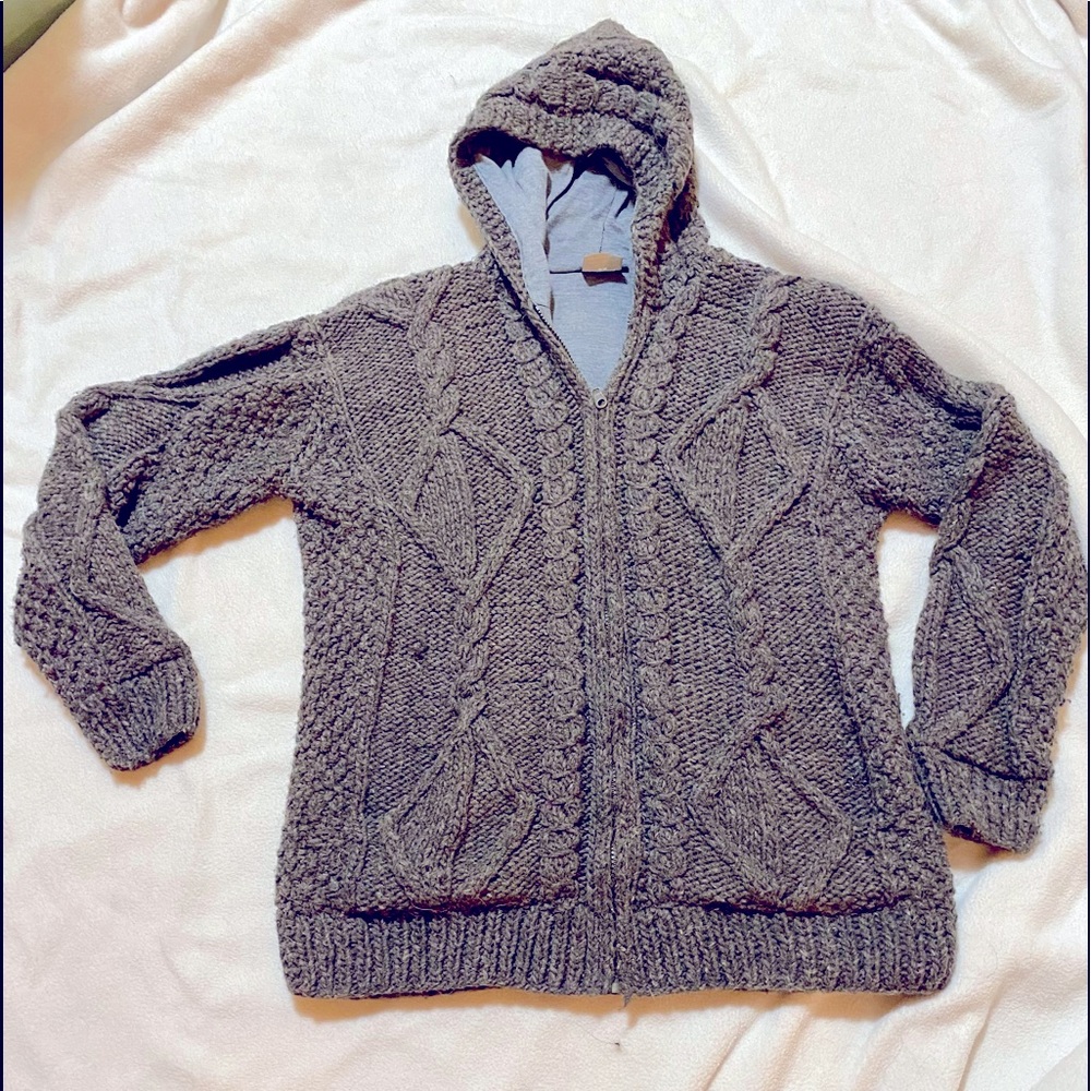Wool zip up sweater with cotton lining jacket
